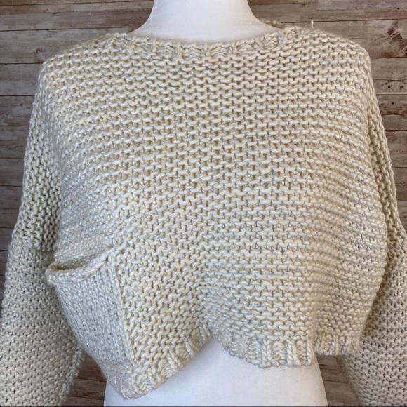 Emory Park Cream Silver Boxy Cropped Sweater OS - Picture 2 of 5